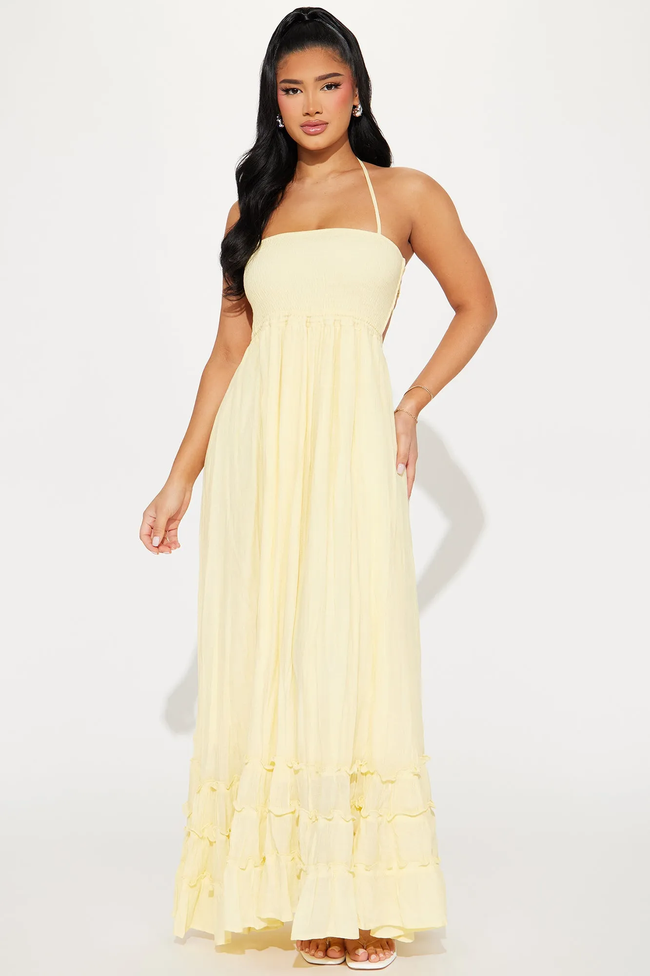 Hayley Halter Maxi Dress - Yellow sold by Fashion Nova