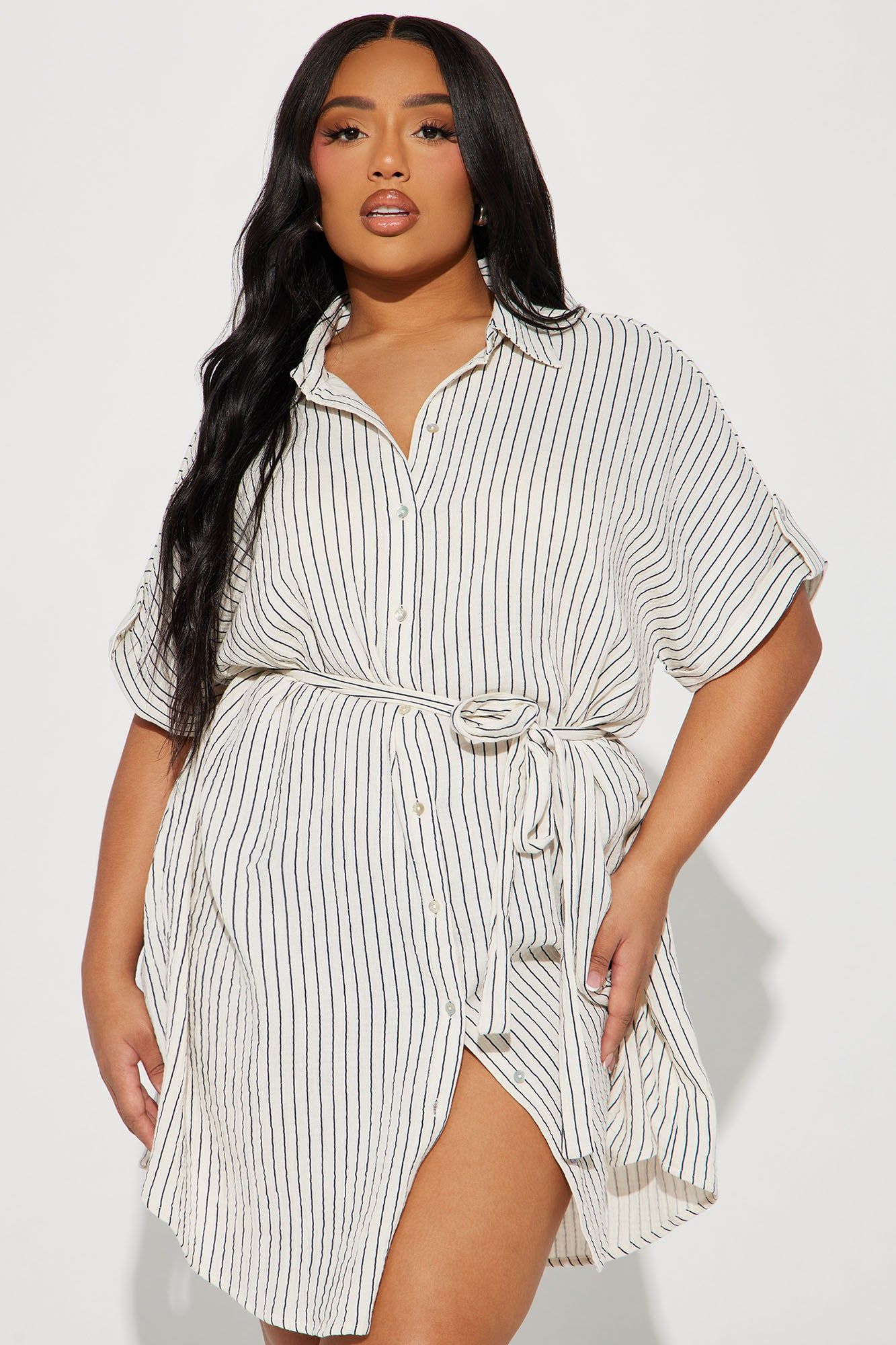Macy Linen Mini Dress - Ivory/combo sold by Fashion Nova product image thumbnail 5