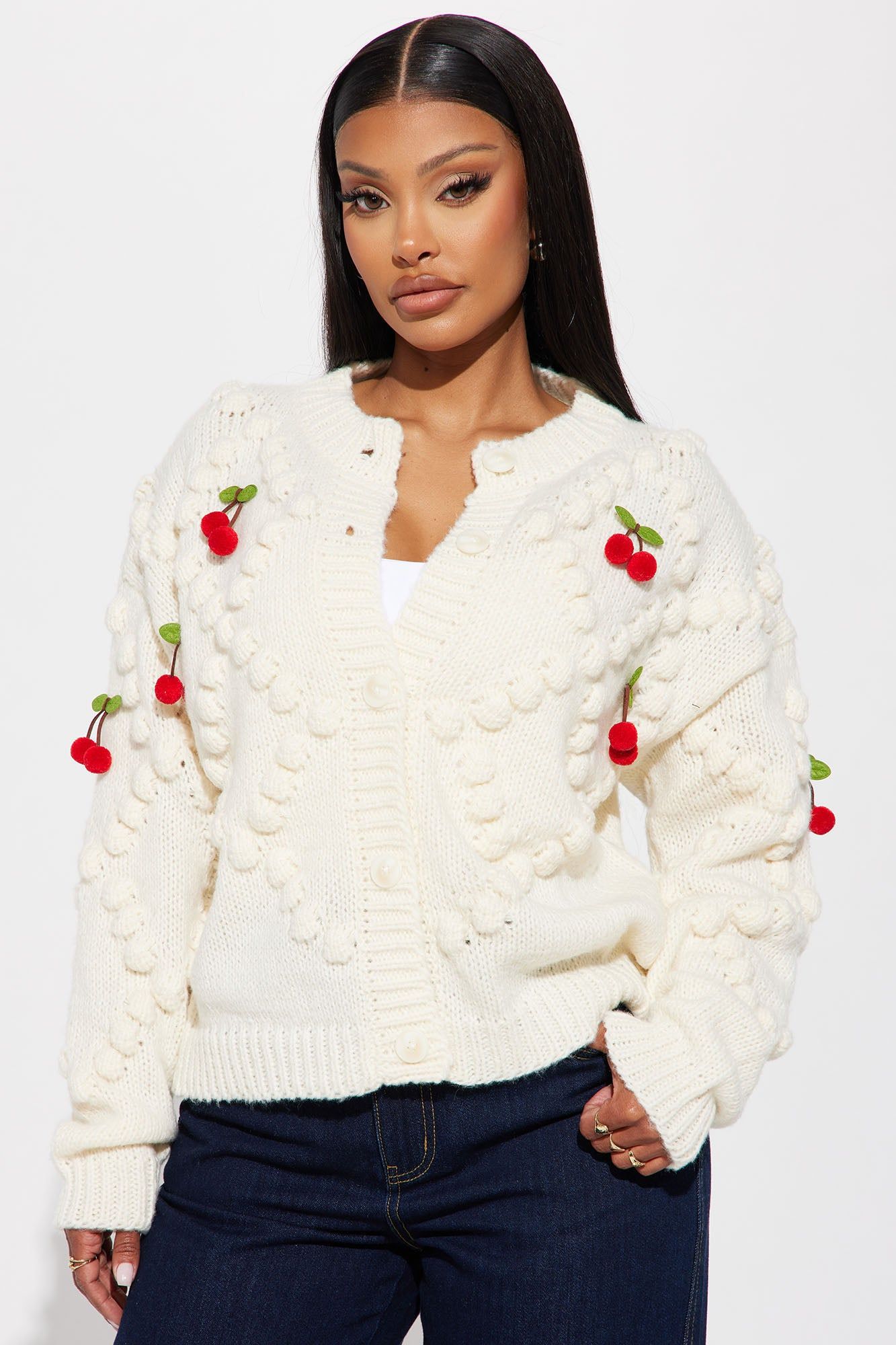 Cherry Time Cardigan - Cream sold by Fashion Nova product image thumbnail 2