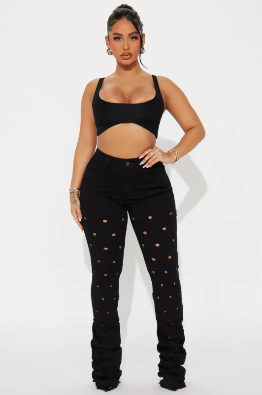 Tinctured Love Stacked Pant - Black sold by Fashion Nova