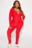 Finesse PJ Jumpsuit Onesie - Red sold by Fashion Nova