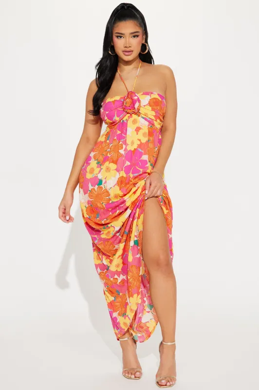 Nice Life Maxi Dress - Orange/combo sold by Fashion Nova