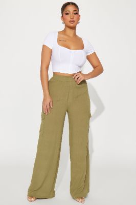 I'm in Paradise Wide Leg Pant - Olive sold by Fashion Nova