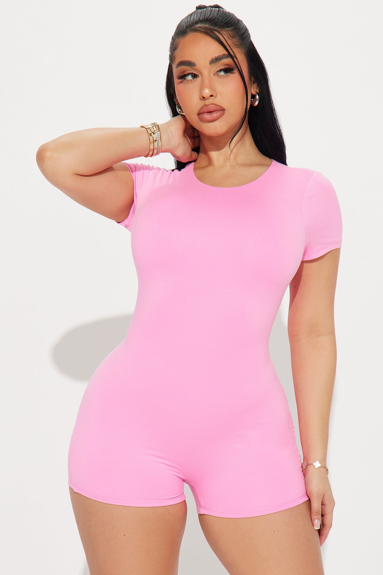 Ericka Double Lined Romper - Pink sold by Fashion Nova