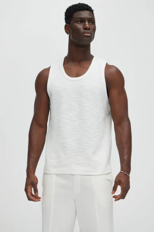 Blaine Textured Relaxed Tank Top - White sold by Fashion Nova