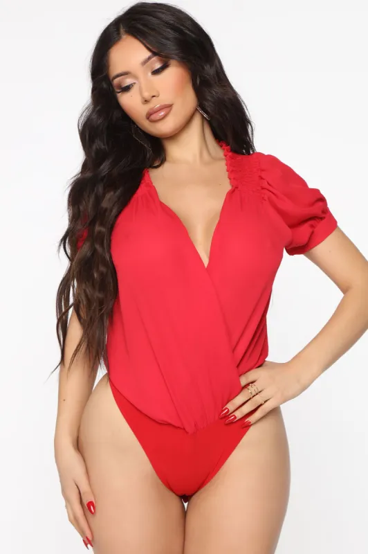 In It For The Long Run Bodysuit - Red sold by Fashion Nova