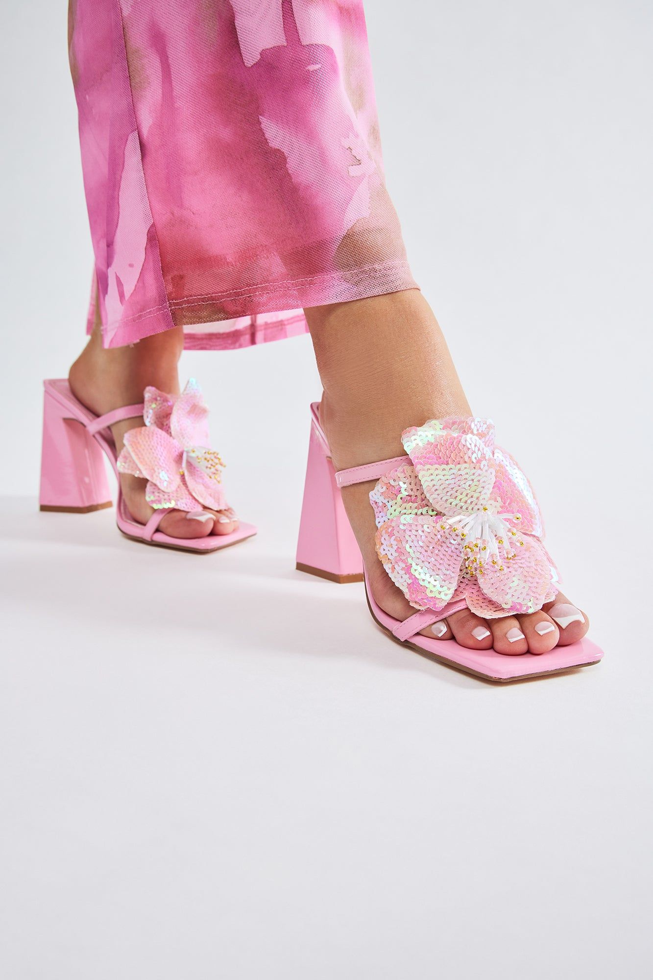 Spring Dream Sequin Mules - Pink sold by Fashion Nova