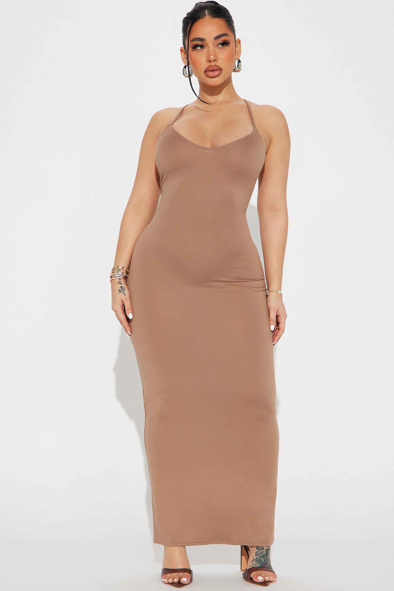 Going Everywhere Maxi Dress - Taupe sold by Fashion Nova