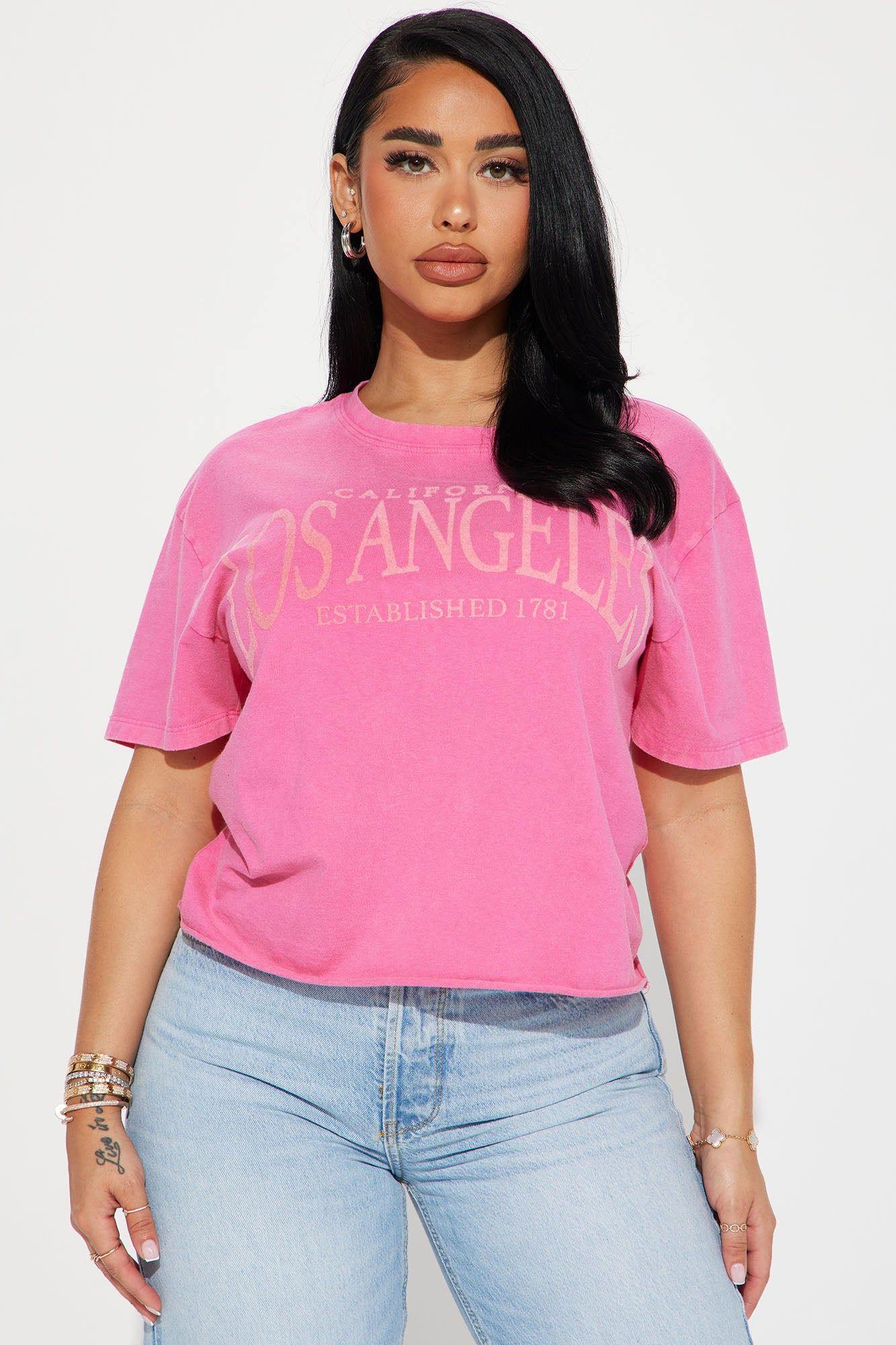 Los Angeles Washed Tshirt - Hot Pink sold by Fashion Nova