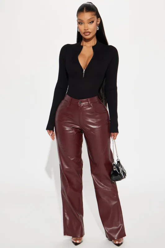 Tell Me Why Faux Leather Pant - Brick Red sold by Fashion Nova