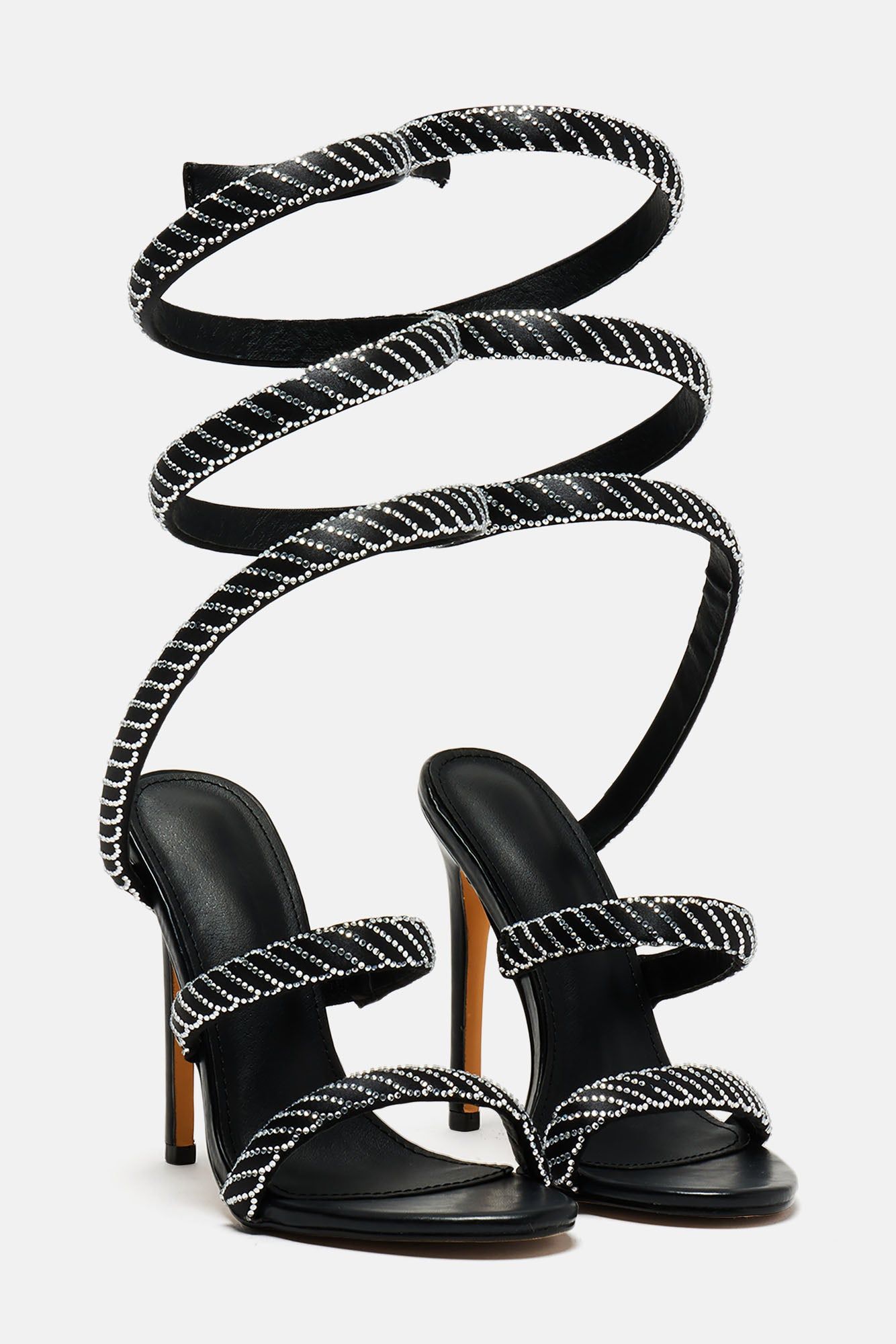 Playing Hard To Get Wrap Up Heeled Sandals - Black sold by Fashion Nova product image thumbnail 2