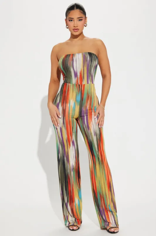 Back To Summer Jumpsuit  - Green/combo sold by Fashion Nova