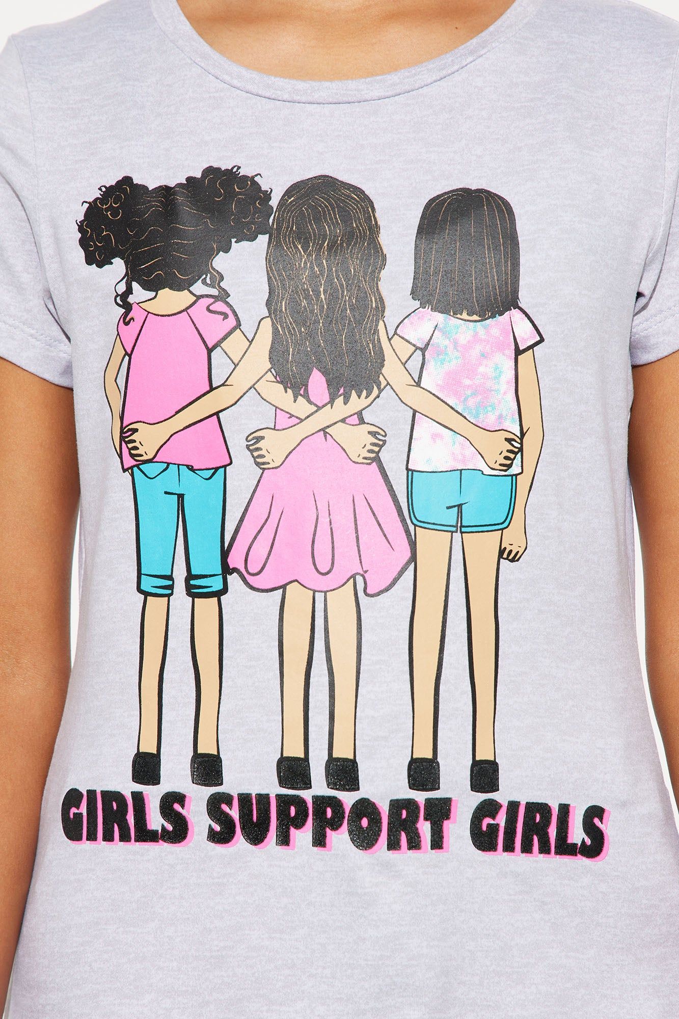 Mini Love My Friends Tie Front Tee With Handbag - Heather Grey sold by Fashion Nova product image thumbnail 3