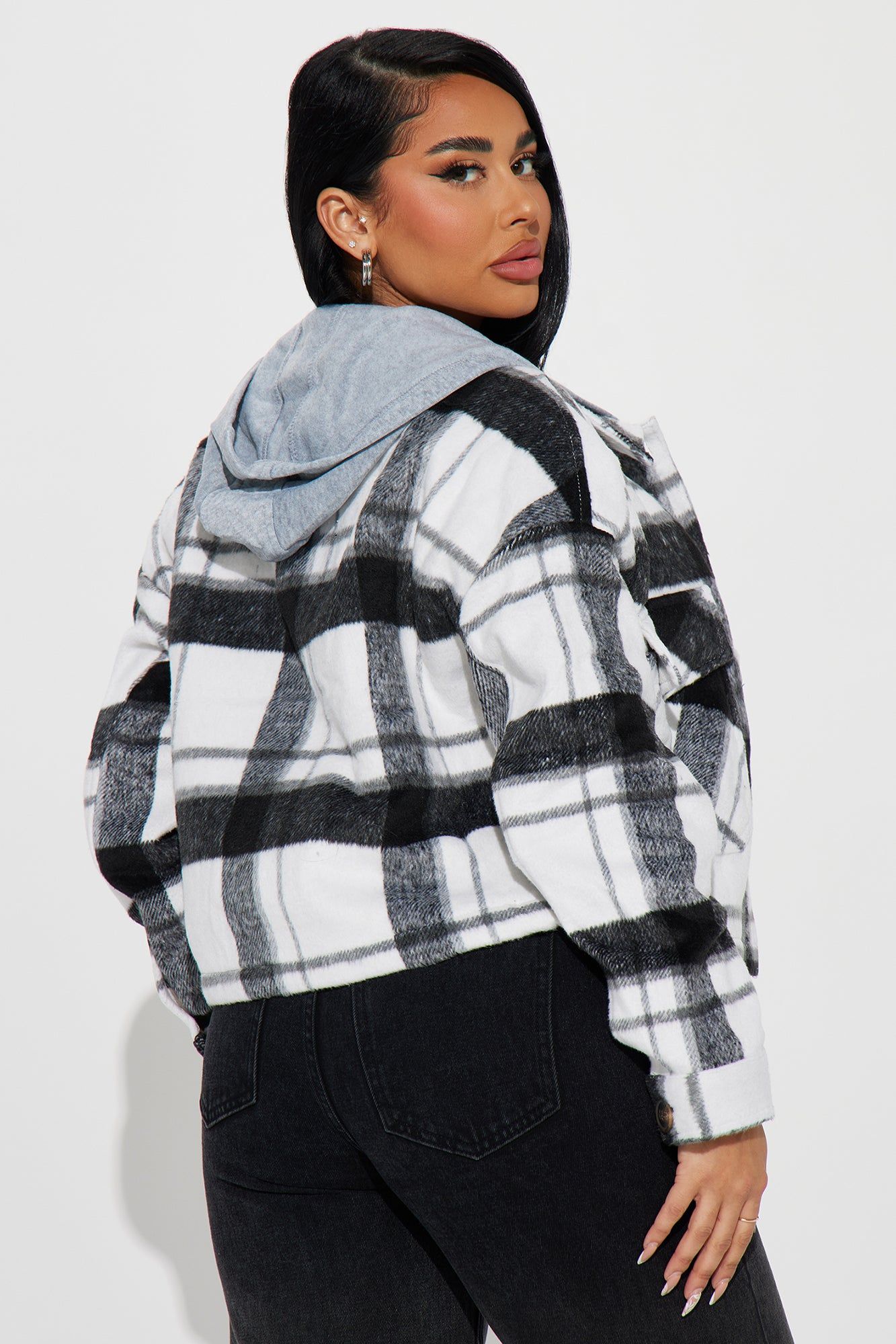 Keep Checking Plaid Shacket - Black/combo sold by Fashion Nova product image thumbnail 3