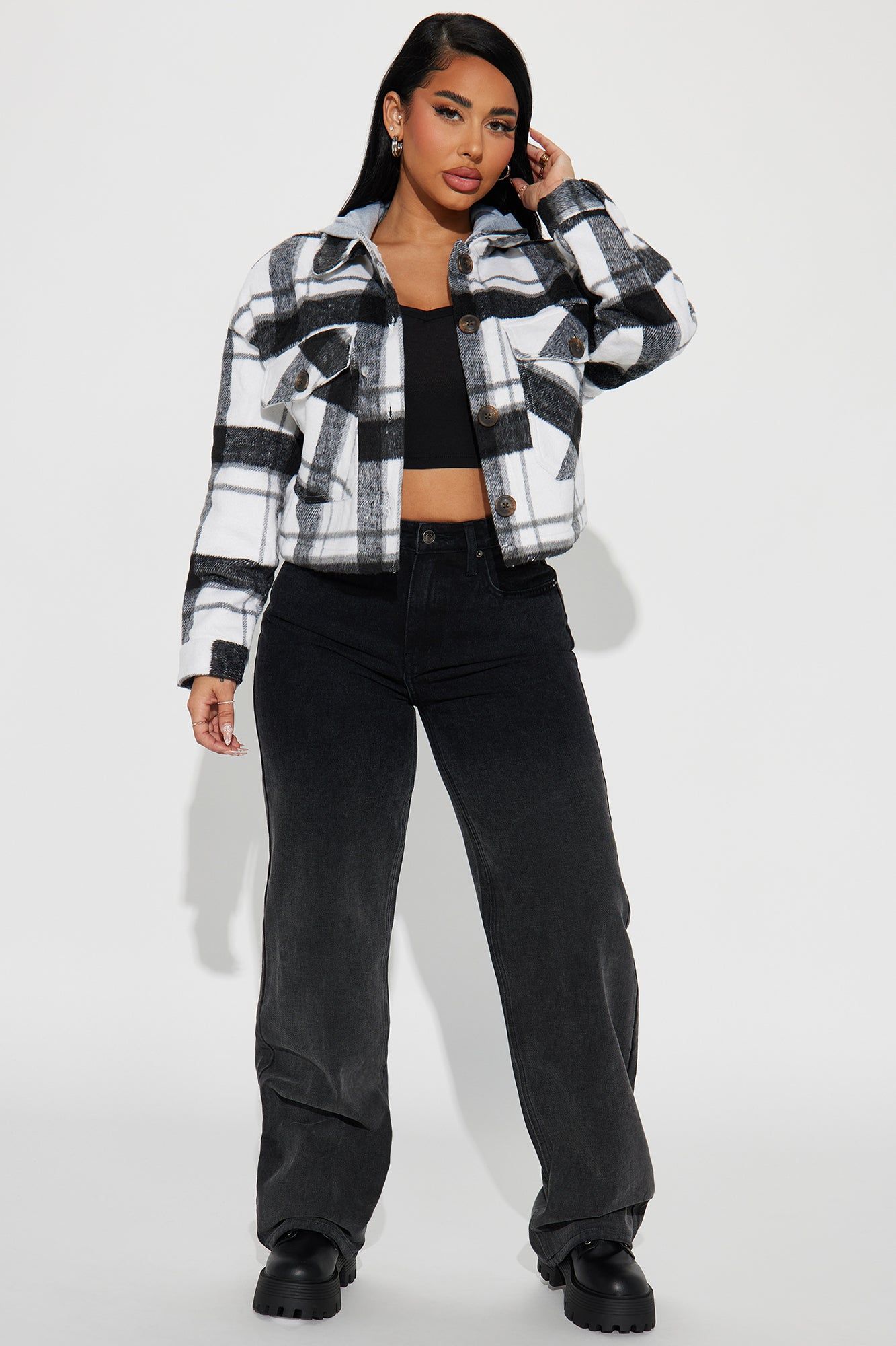 Keep Checking Plaid Shacket - Black/combo sold by Fashion Nova product image thumbnail 2