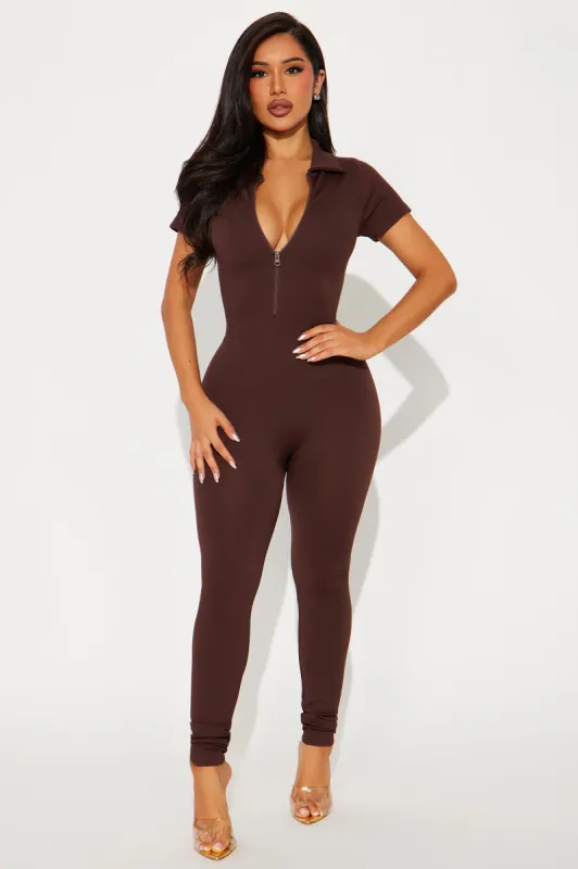 McKay Seamless Jumpsuit - Chocolate sold by Fashion Nova