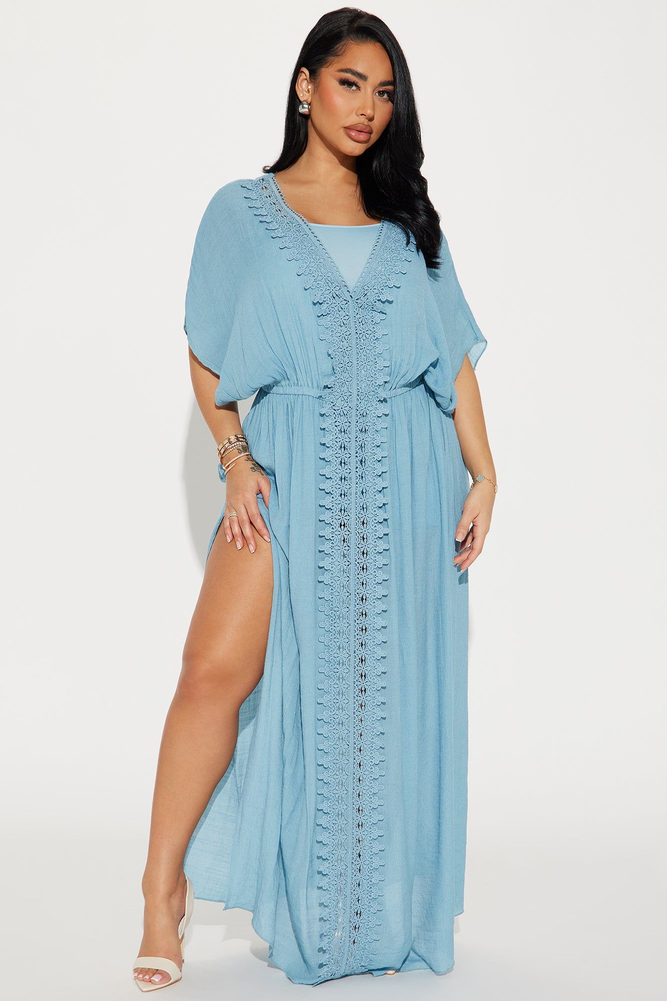 Skylar Kaftan Maxi Dress - Light Blue sold by Fashion Nova