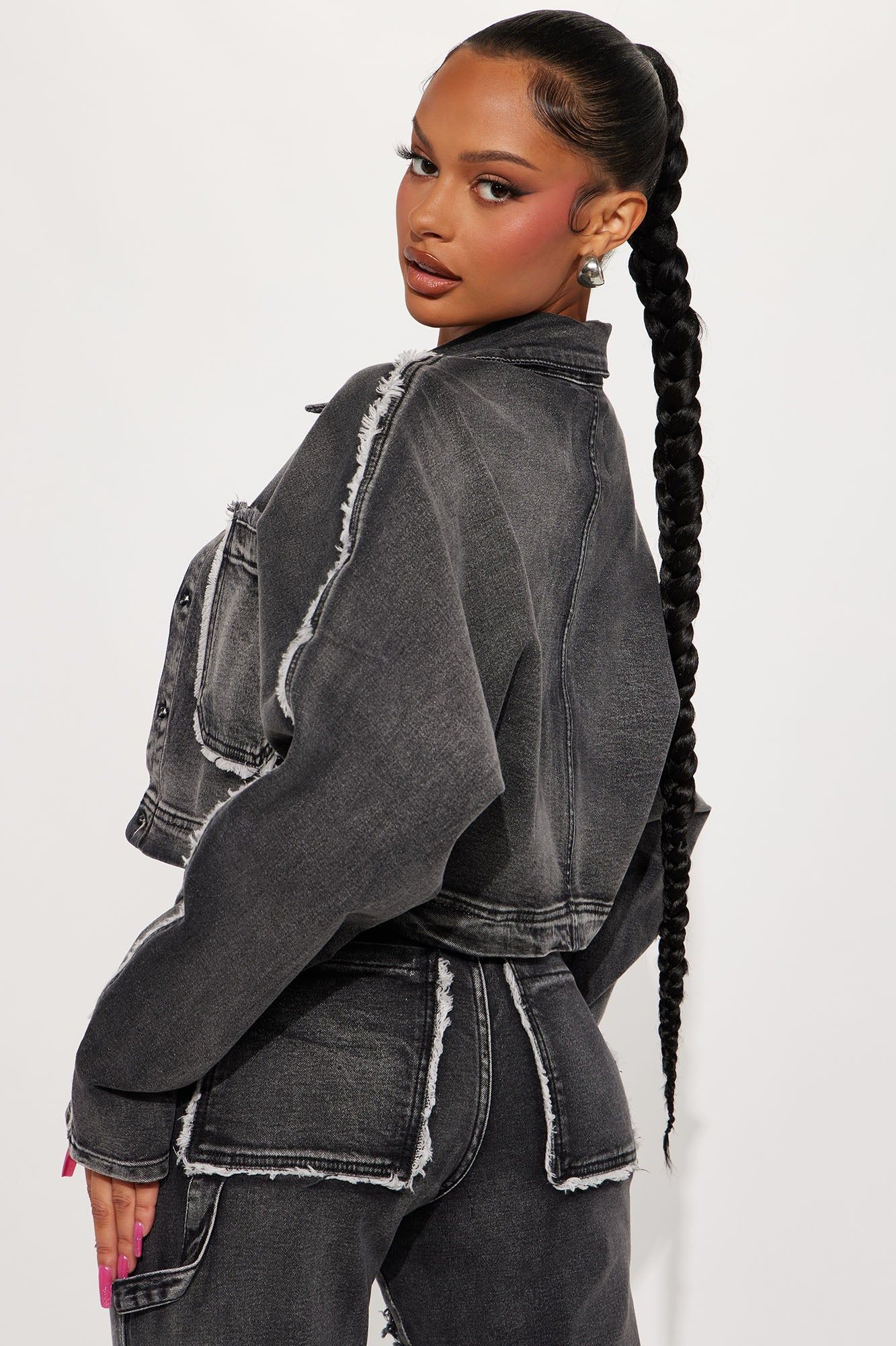 High Alert Crop Denim Jacket - Black Wash sold by Fashion Nova product image thumbnail 3