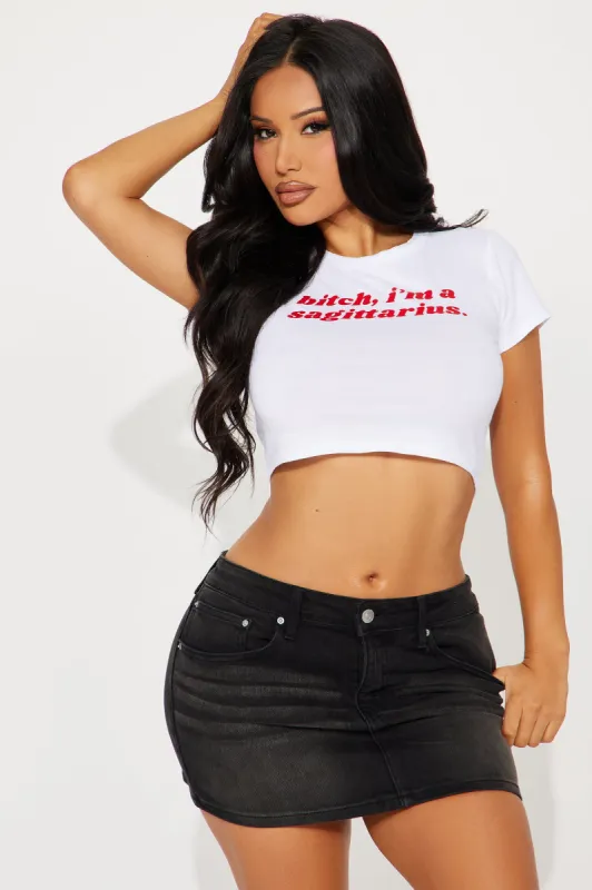 Bitch I'm A Sagittarius Fitted Tee - White sold by Fashion Nova