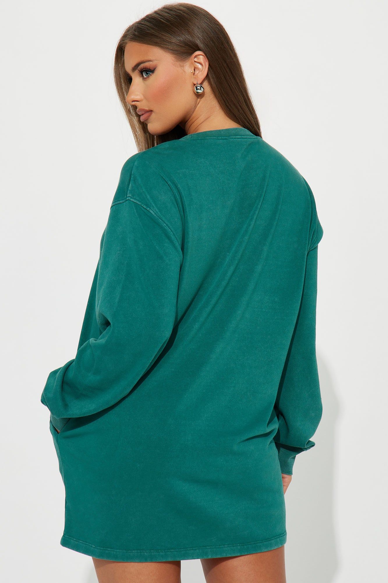 Sweat It Out Sweatshirt Mini Dress - Green sold by Fashion Nova product image thumbnail 3