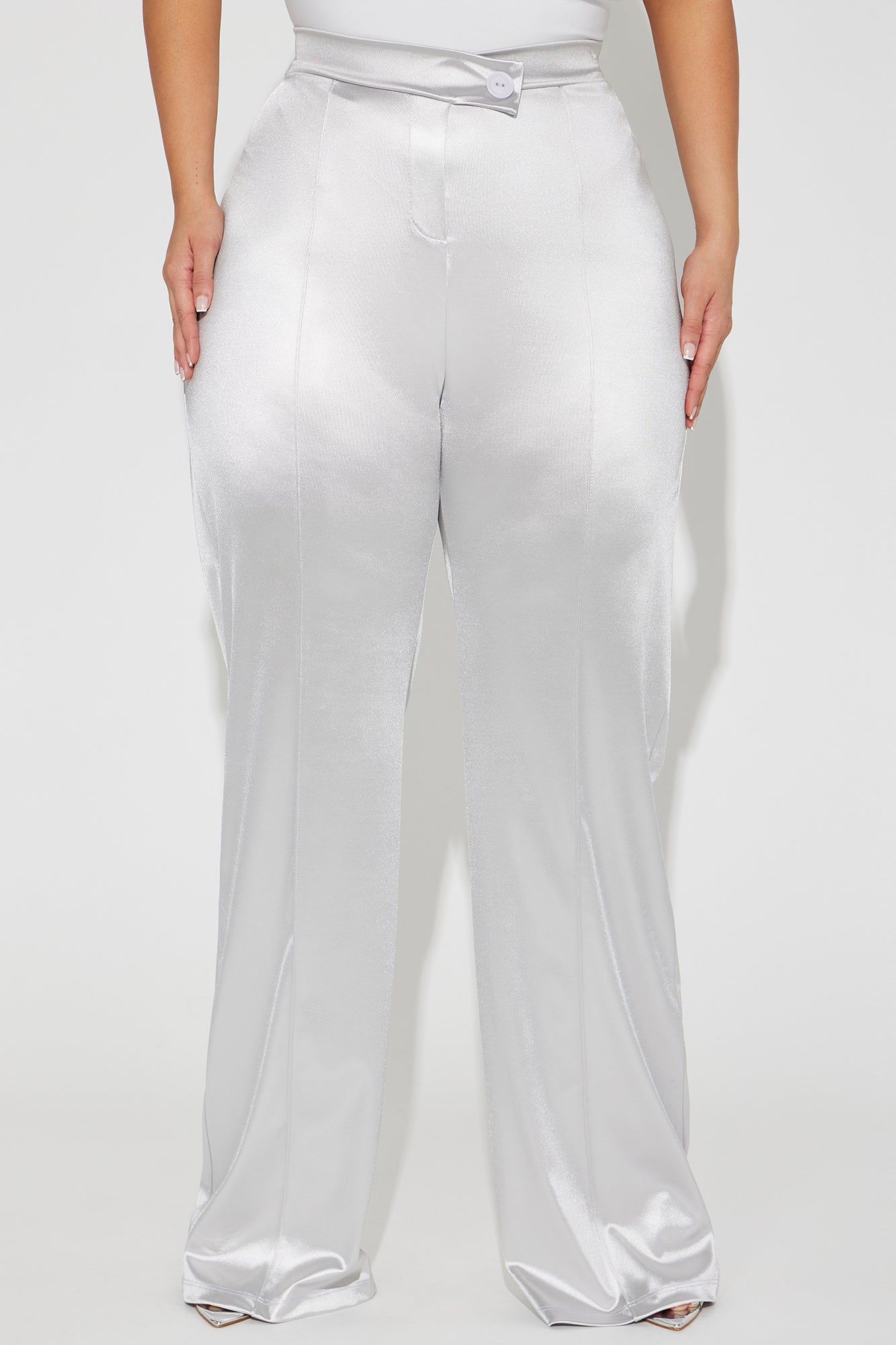 Call It Even Wide Leg Satin Dress Pants - Silver sold by Fashion Nova product image thumbnail 5