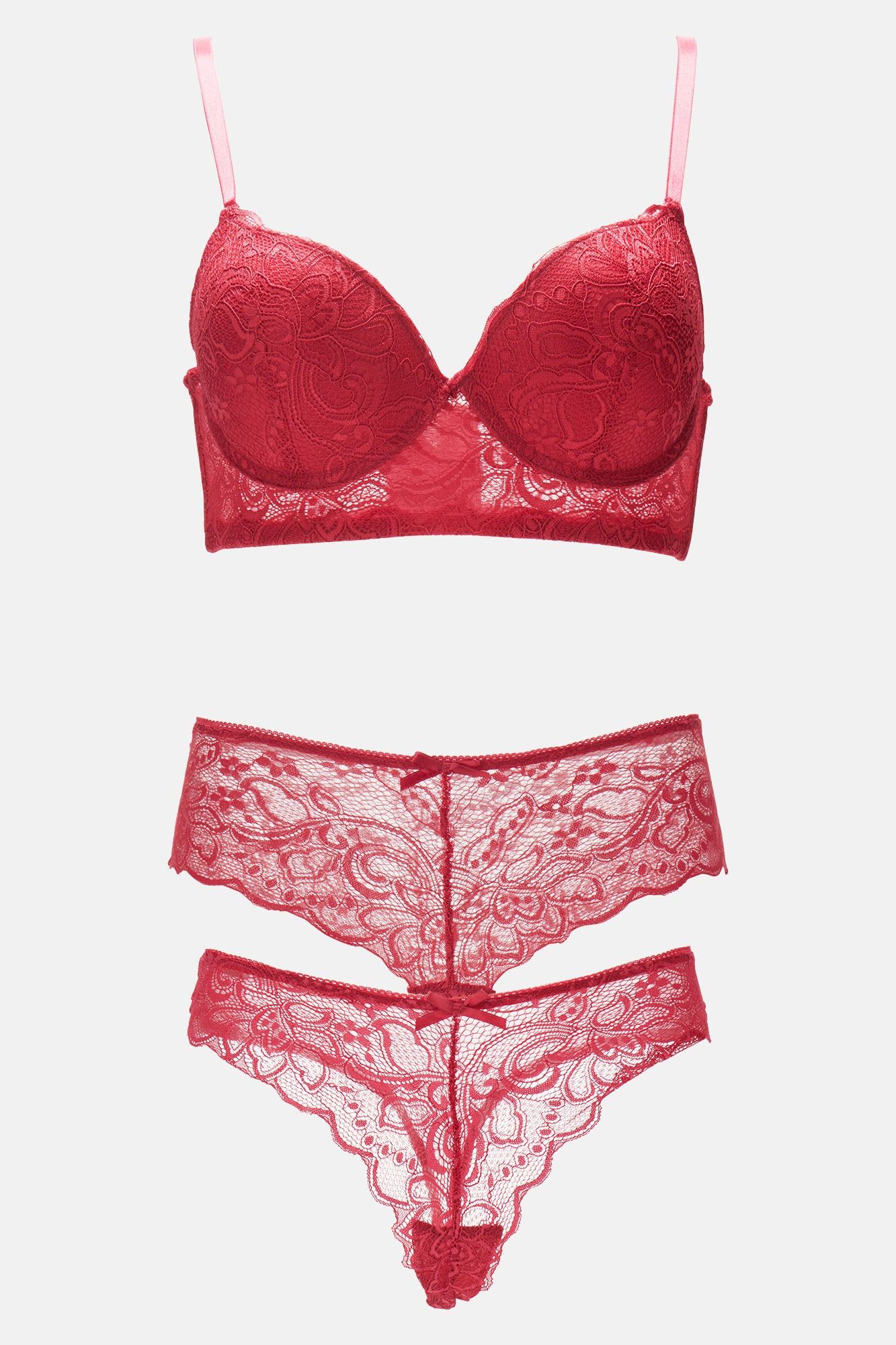 Switch It Up Bra and 2 Panty Set - Red sold by Fashion Nova