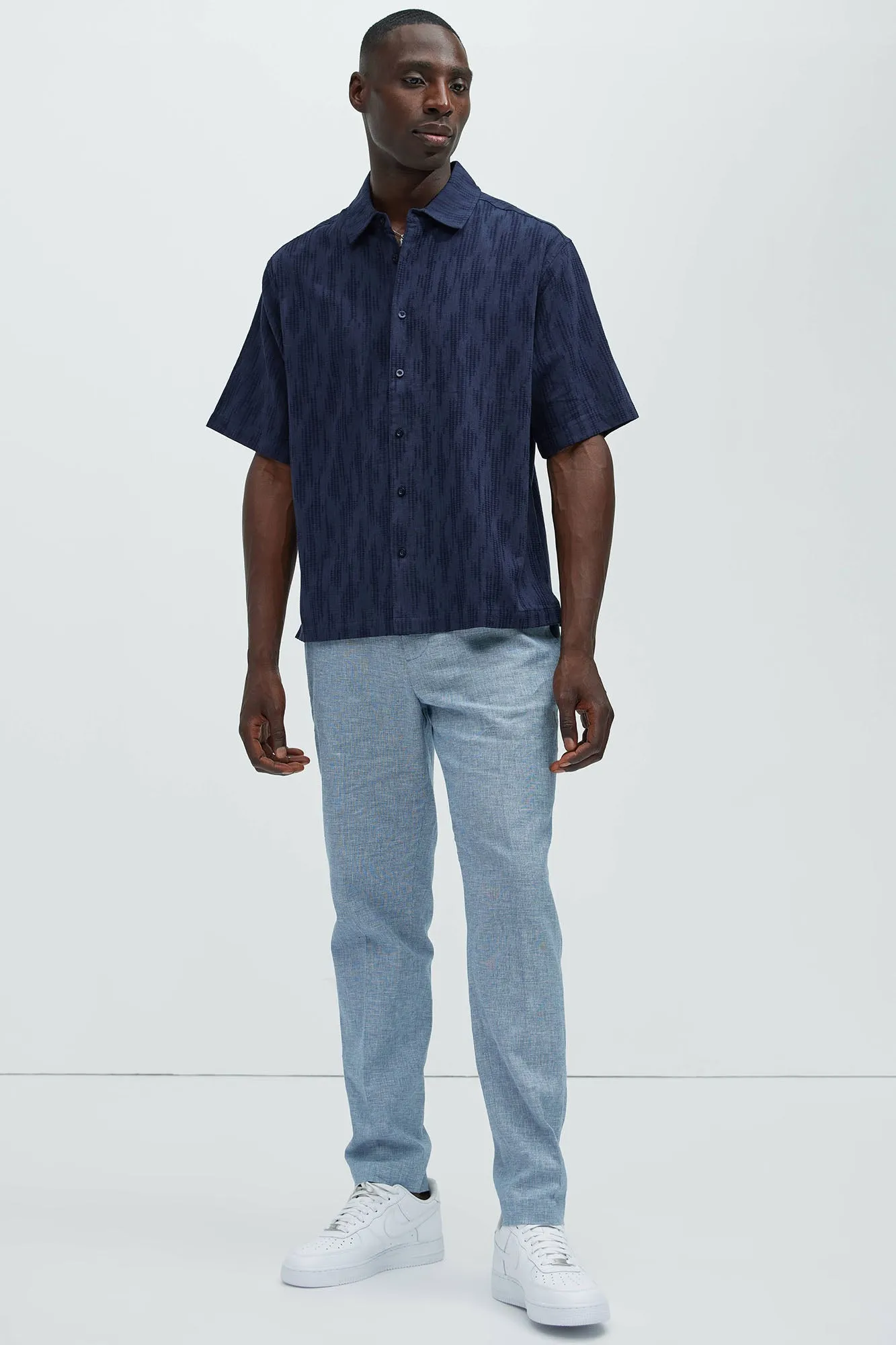 Up In The High Tide Linen Shirt - Navy sold by Fashion Nova product image thumbnail 2