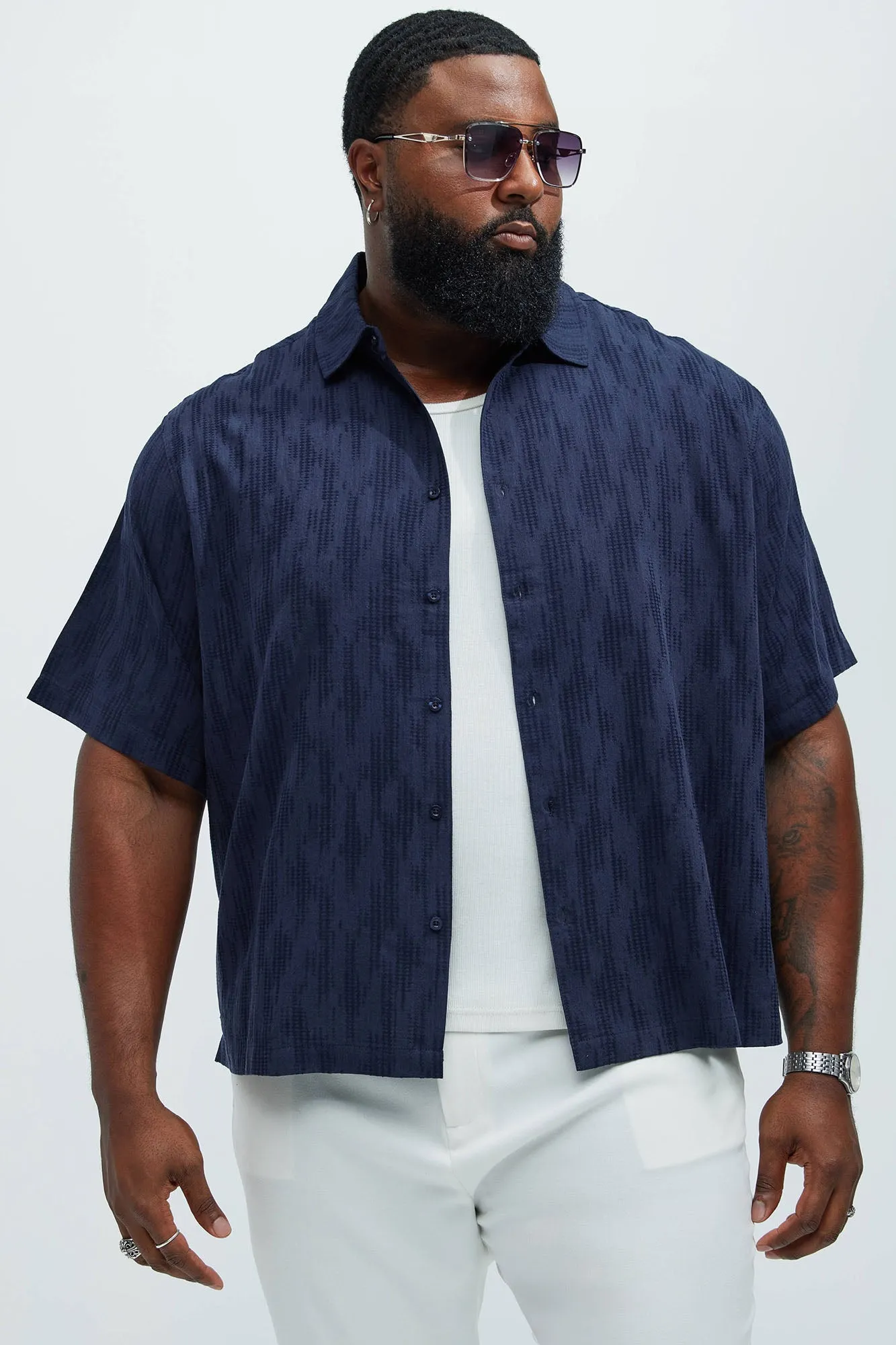 Up In The High Tide Linen Shirt - Navy sold by Fashion Nova product image thumbnail 5