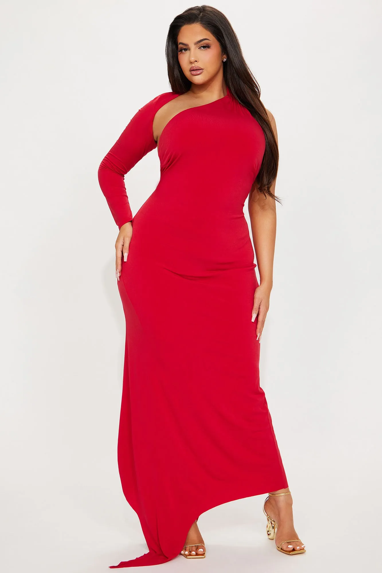 Lisa One Shoulder Maxi Dress - Red sold by Fashion Nova product image thumbnail 4