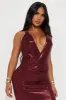 Wilma Metallic Maxi Dress - Burgundy sold by Fashion Nova