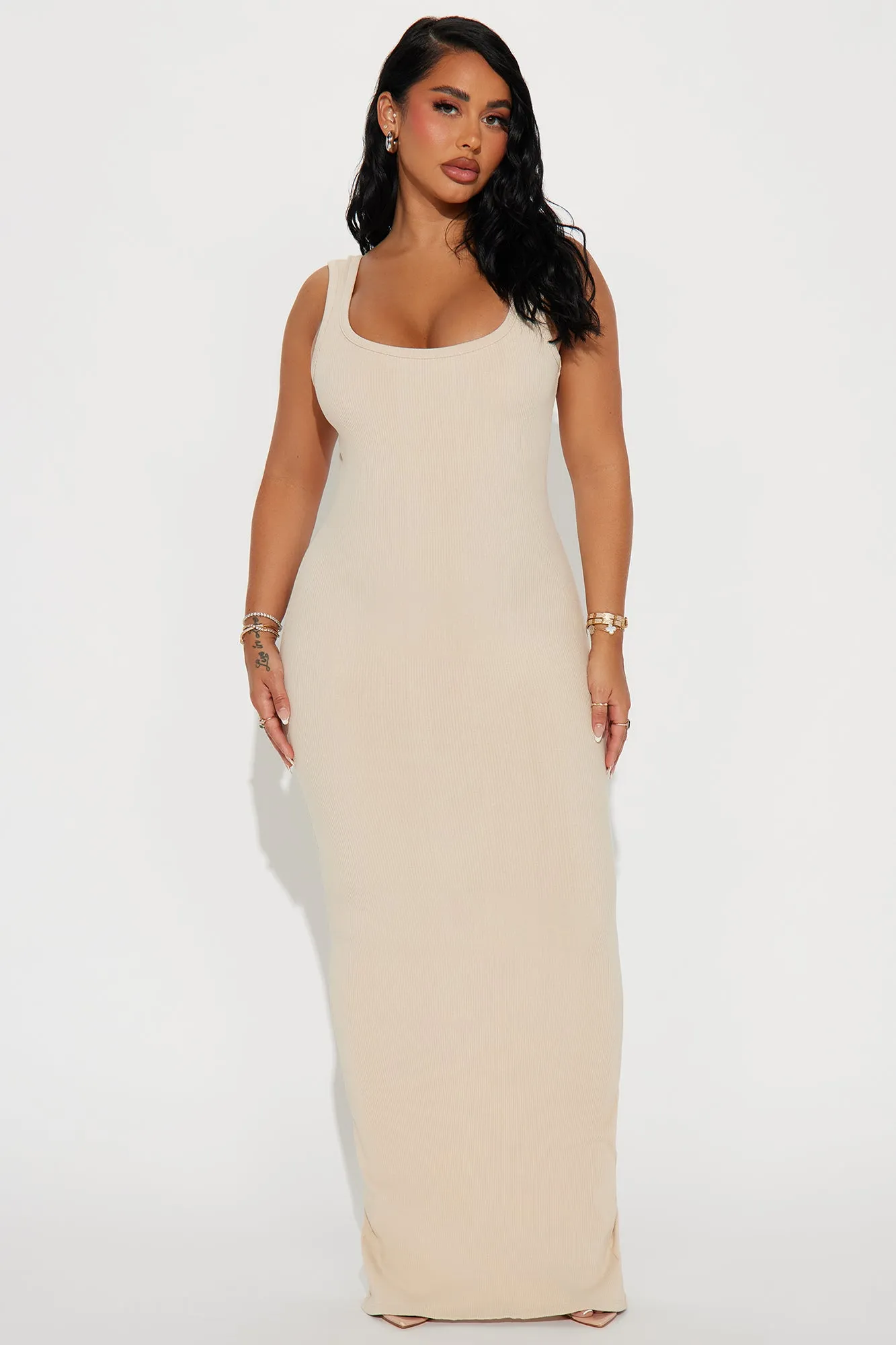 Stella Snatched Maxi Dress - Cream sold by Fashion Nova