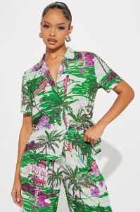 Island Time Pant Set - Green/combo sold by Fashion Nova