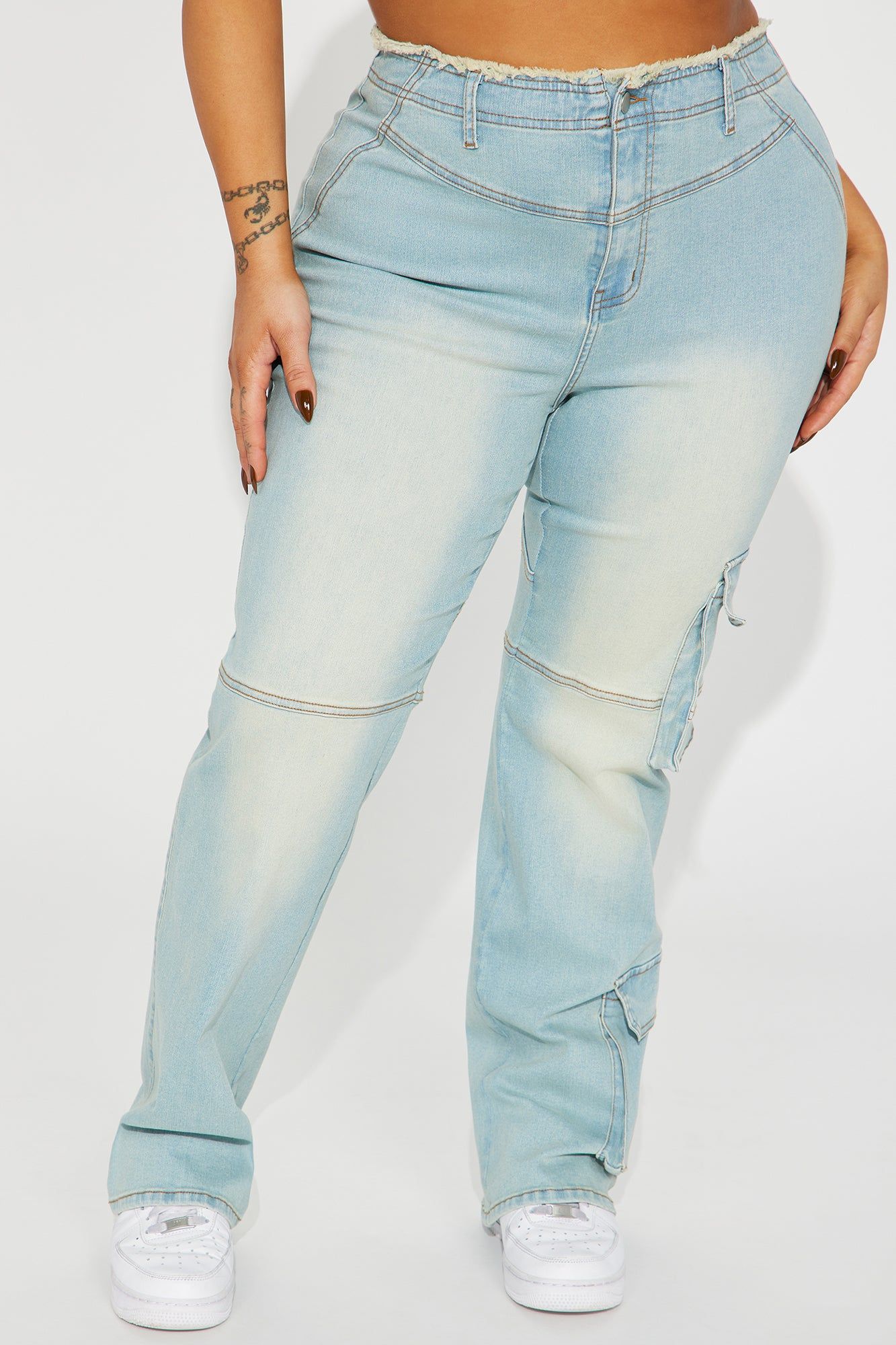 Nothing Can Stop Us Cargo Jeans - Light Wash sold by Fashion Nova product image thumbnail 5