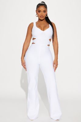 On The Stage Bandage Jumpsuit  - White sold by Fashion Nova