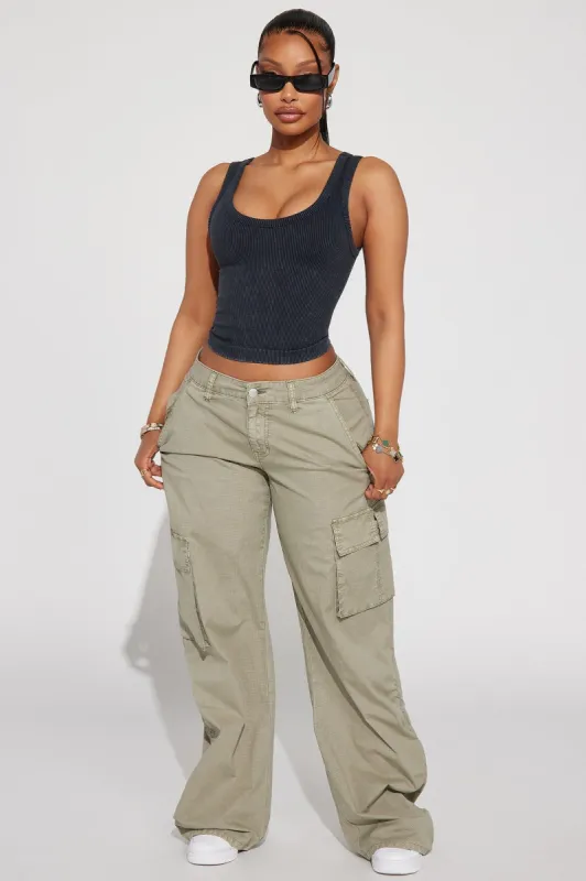 Don't Stop Me Ripstop Cargo Pant - Sage sold by Fashion Nova