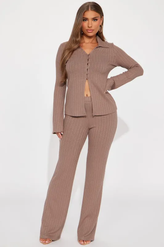 I Swear It's True Ribbed Pant Set - Mocha sold by Fashion Nova