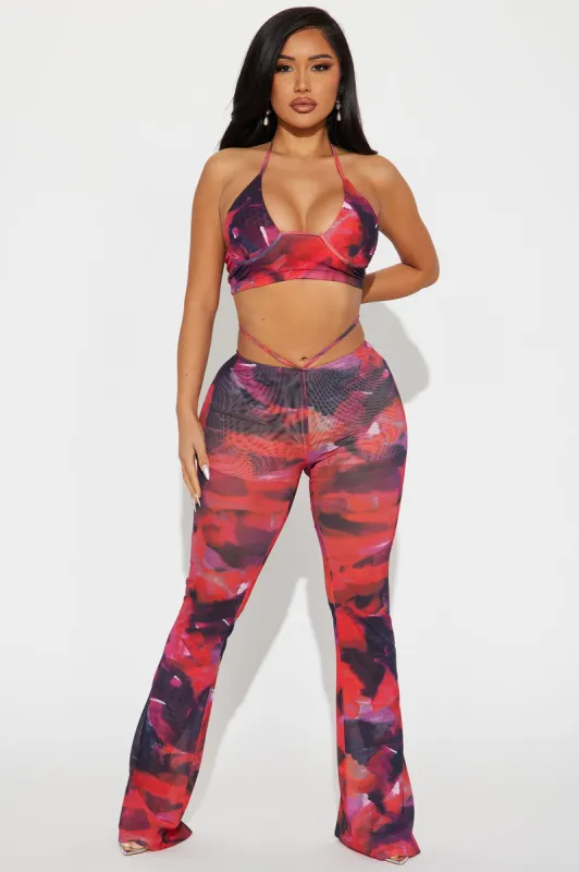 See Thru Me Mesh Pant Set - Red/combo sold by Fashion Nova