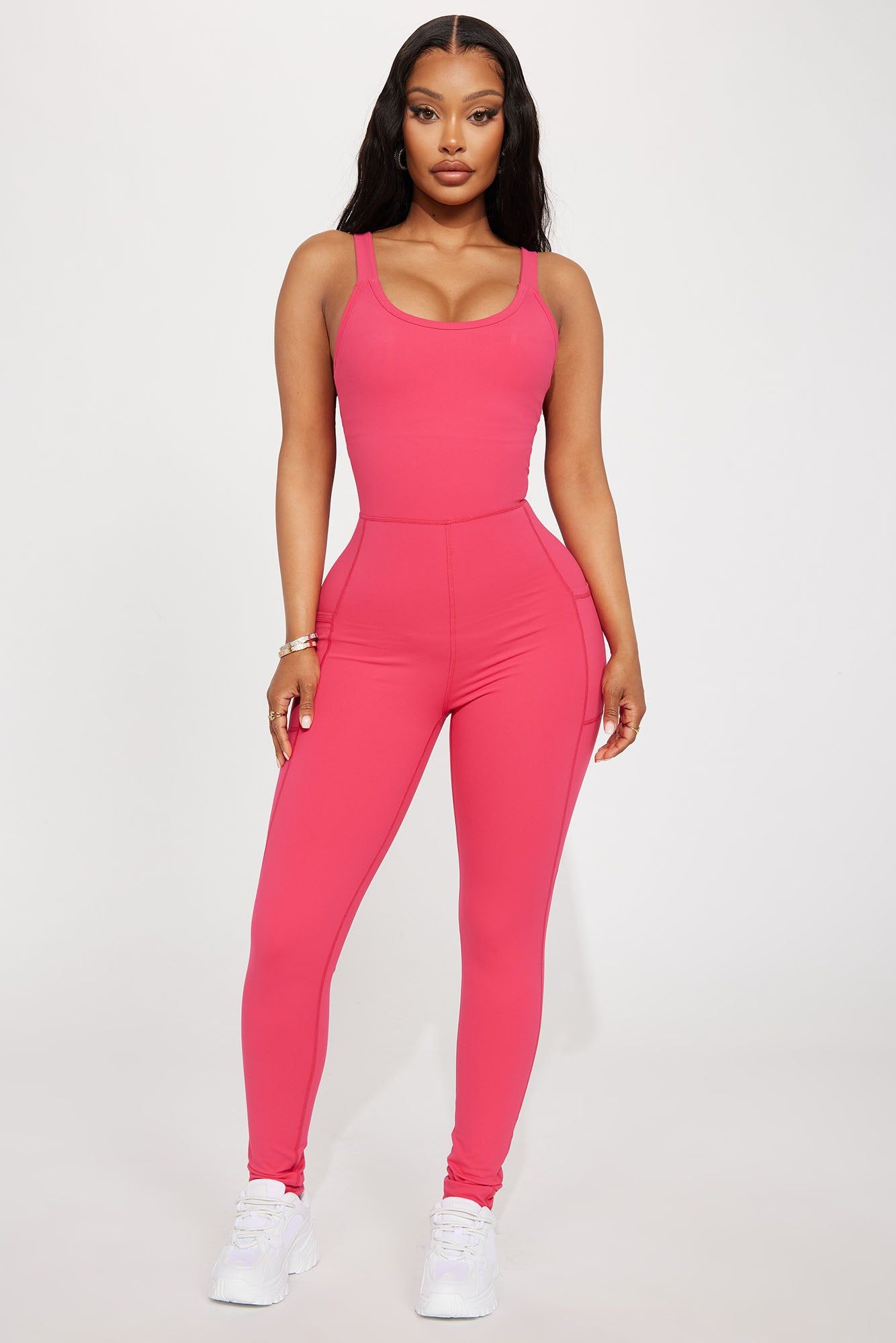 Power Lift Active Jumpsuit - Fuchsia sold by Fashion Nova