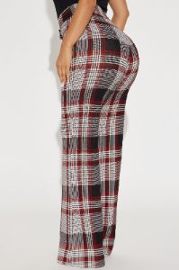 Call It Even Wide Leg Plaid Dress Pant - Red/combo sold by Fashion Nova