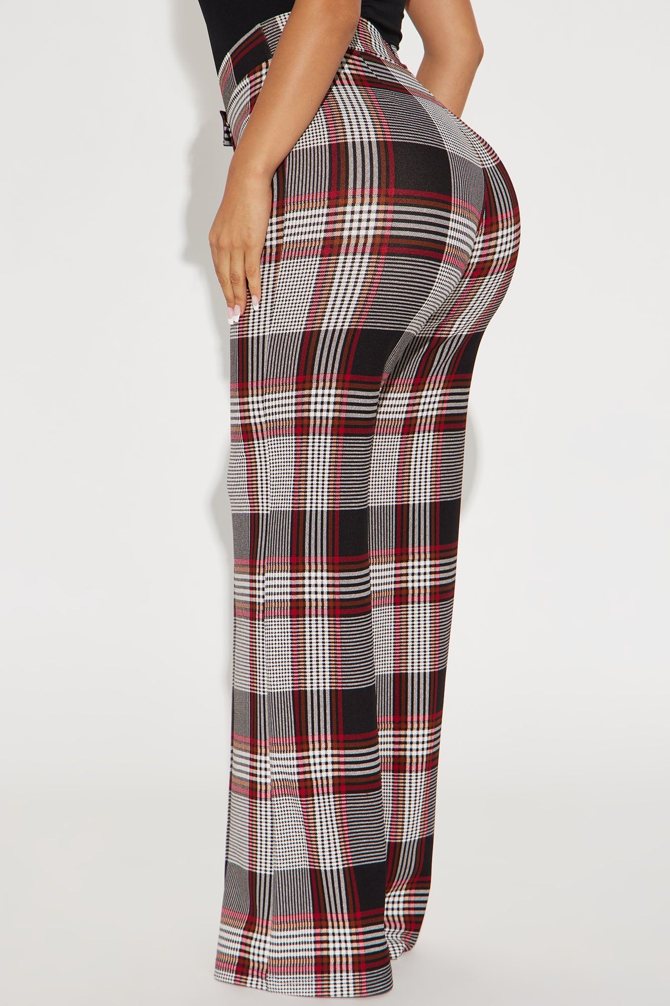 Call It Even Wide Leg Plaid Dress Pant - Red/combo sold by Fashion Nova product image thumbnail 3