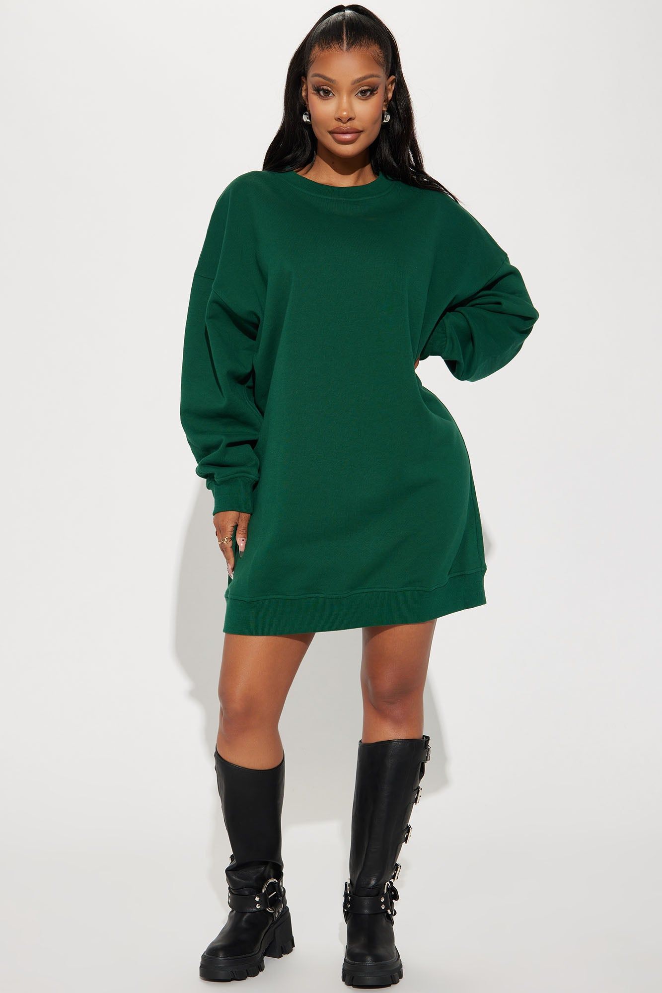 Don't Sweat It Sweater Mini Dress - Hunter sold by Fashion Nova product image thumbnail 2