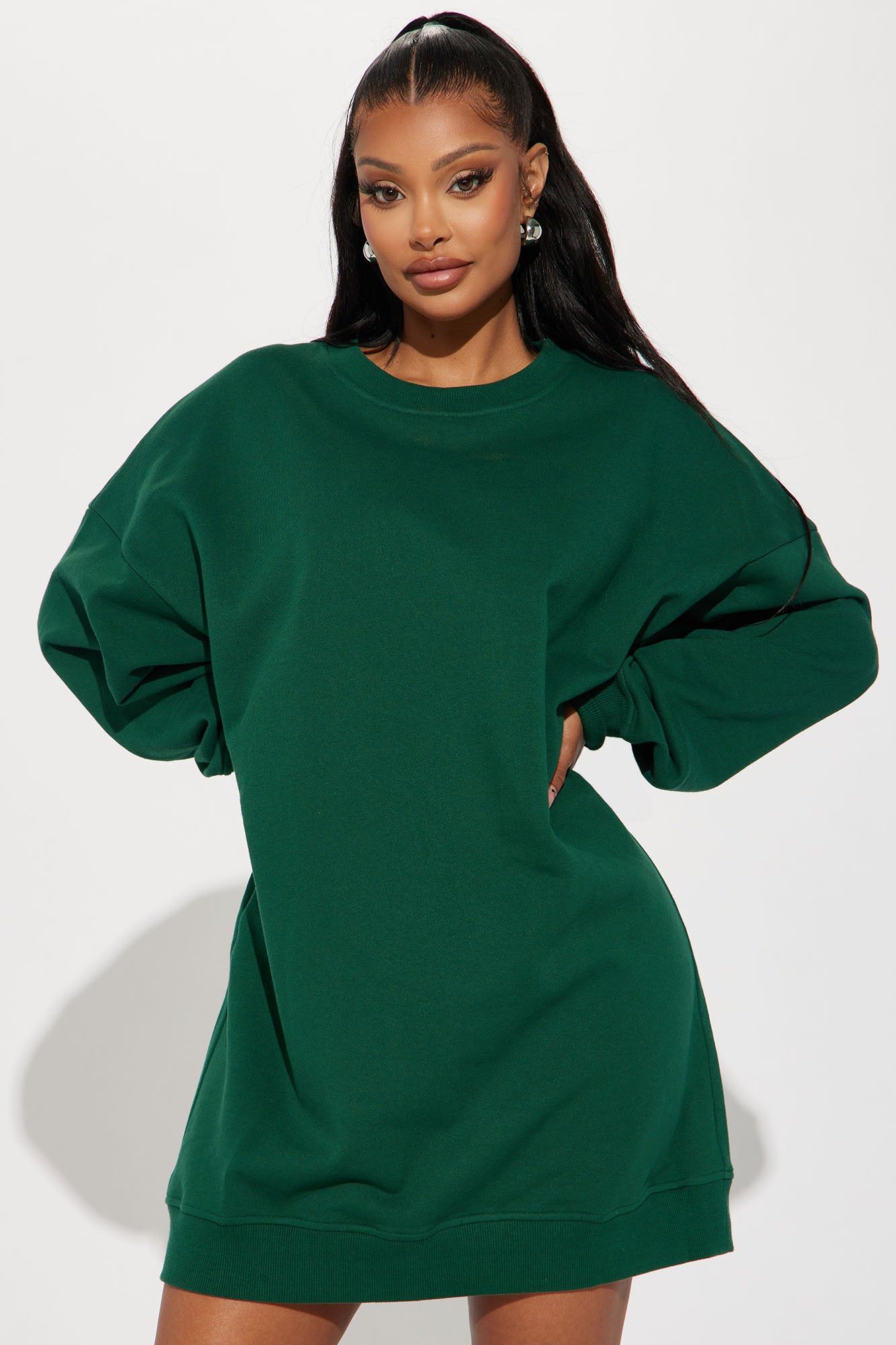 Don't Sweat It Sweater Mini Dress - Hunter sold by Fashion Nova
