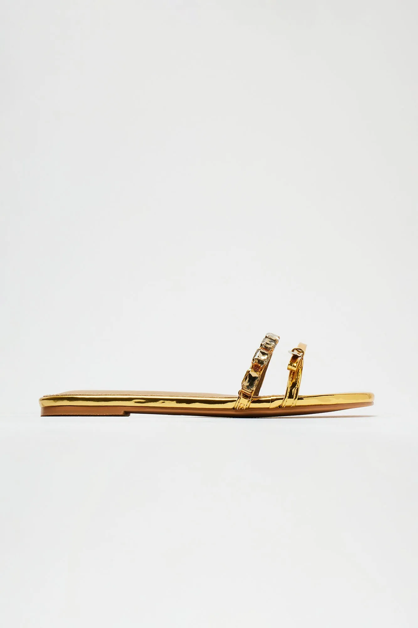 Rhea Metallic Rhinestone Sandals - Gold sold by Fashion Nova product image thumbnail 4