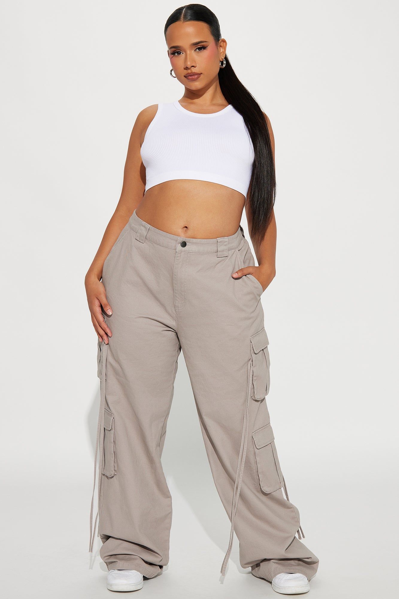 Tall Golden Hour Wide Leg Cargo Pant - Grey sold by Fashion Nova product image thumbnail 4