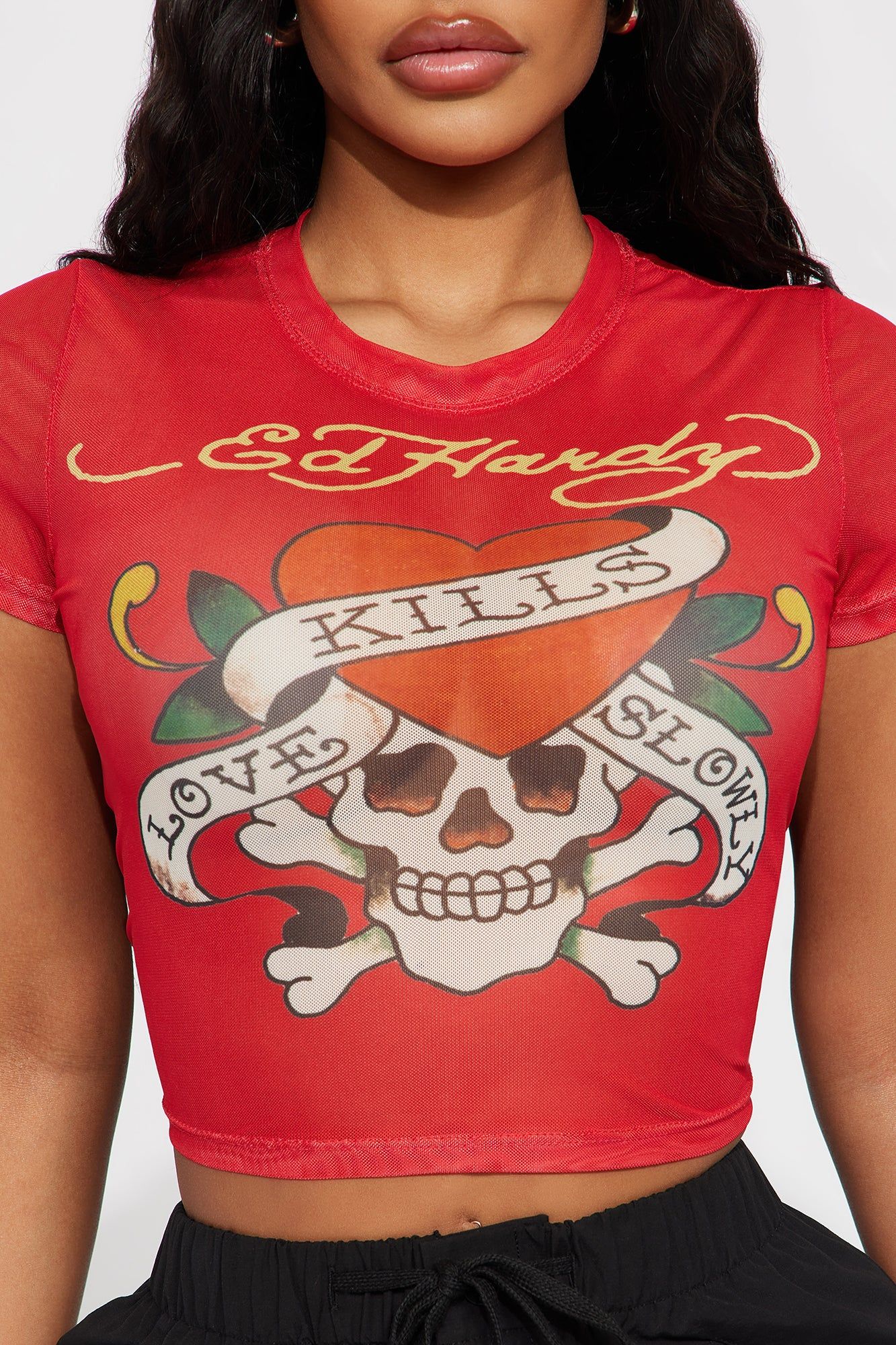 Ed Hardy Skull Mesh Fitted Tee - Red sold by Fashion Nova product image thumbnail 3