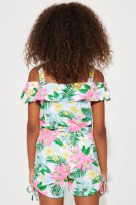 Mini Button Front Yummy Knit Romper - White/combo sold by Fashion Nova