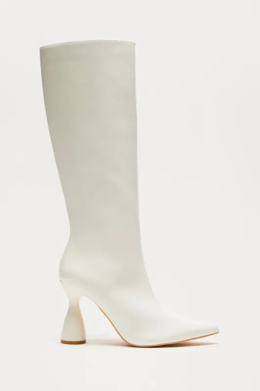 This Is My Moment Metallic Boots - White sold by Fashion Nova