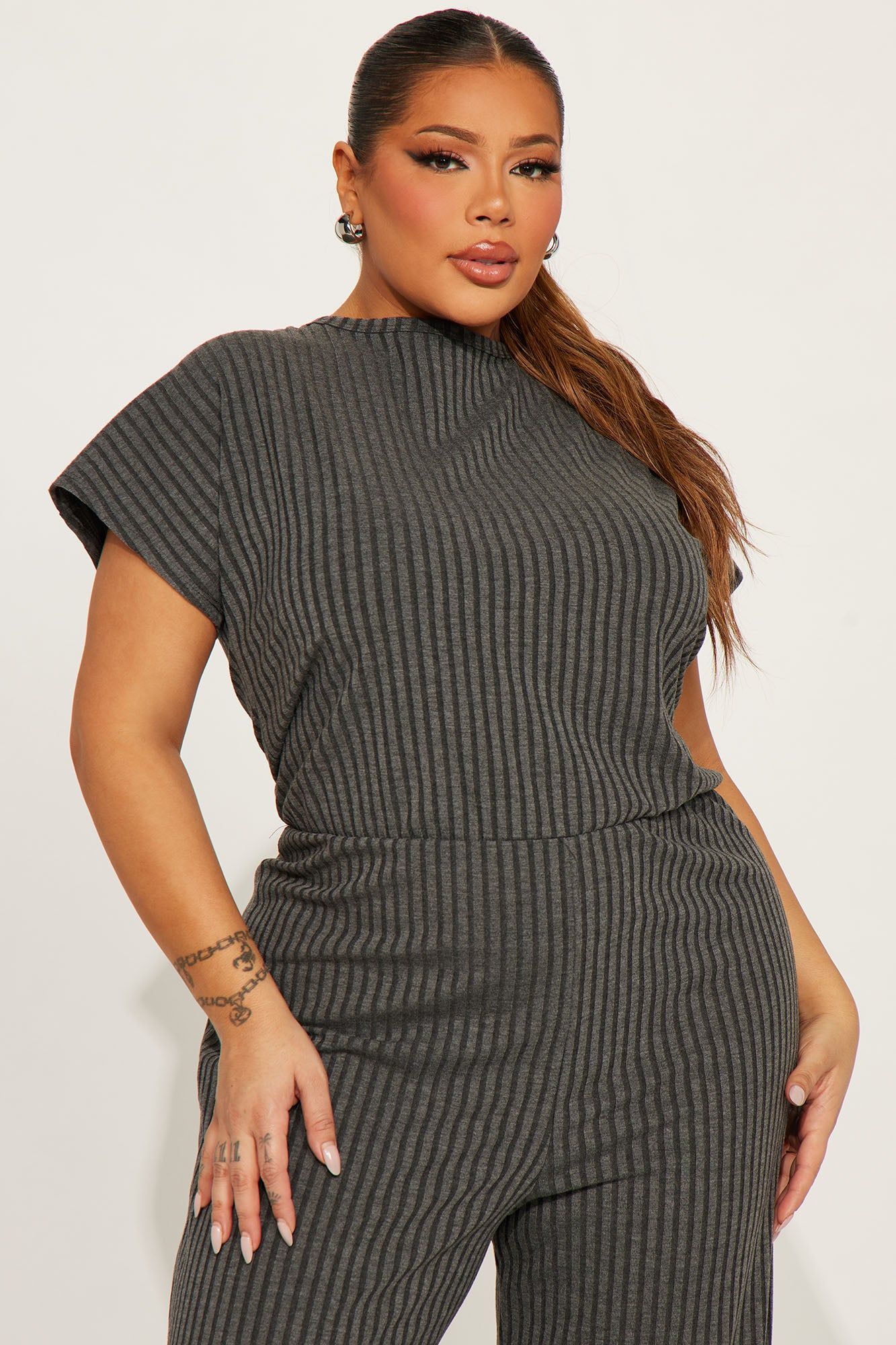 Too Little Too Late Ribbed Jumpsuit - Charcoal sold by Fashion Nova product image thumbnail 5
