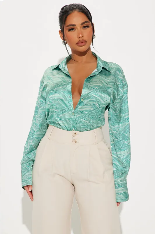 Straight Edge Shirt - Green/combo sold by Fashion Nova