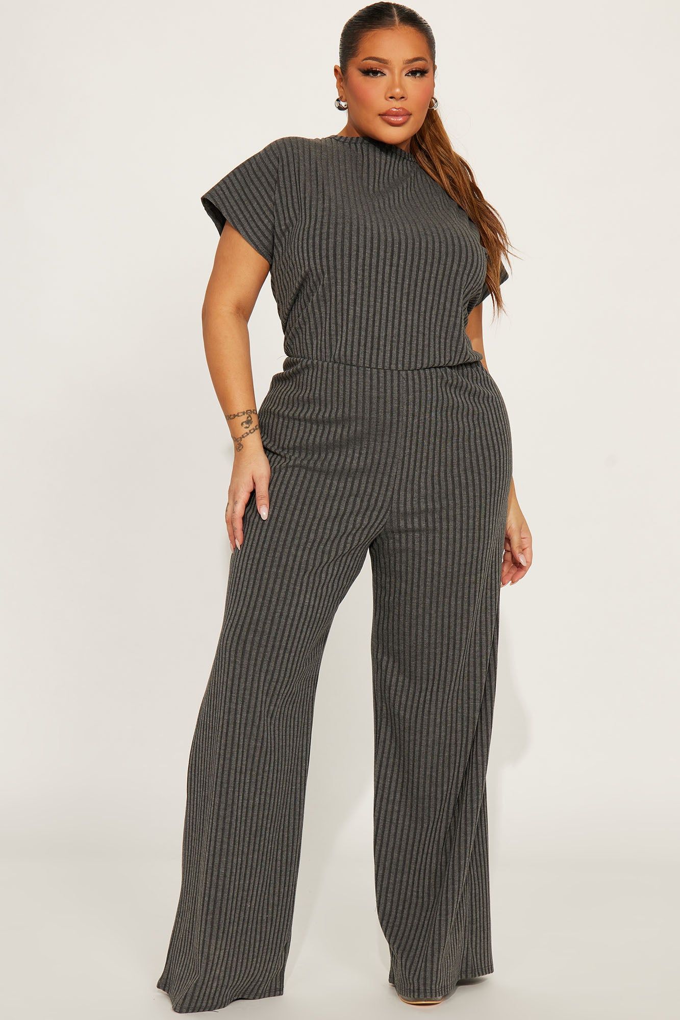 Too Little Too Late Ribbed Jumpsuit - Charcoal sold by Fashion Nova product image thumbnail 4